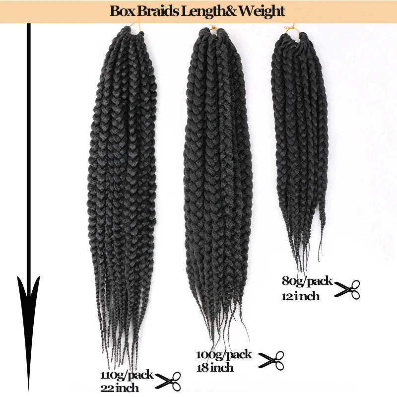 Full Star Box Braids Synthetic Hair 12" 18" 22" Crochet Braids Style Black Burgundy Brown for Africa America Women Crochet Hair