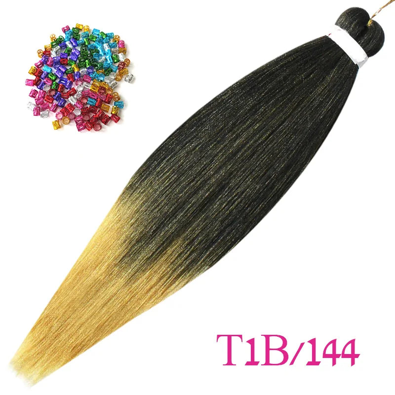 Easy Crochet Braids Ombre Hair Extensions Bundles Yaki Straight EZ Braiding Pre Stretched Synthetic Braid For African Women 6pcs