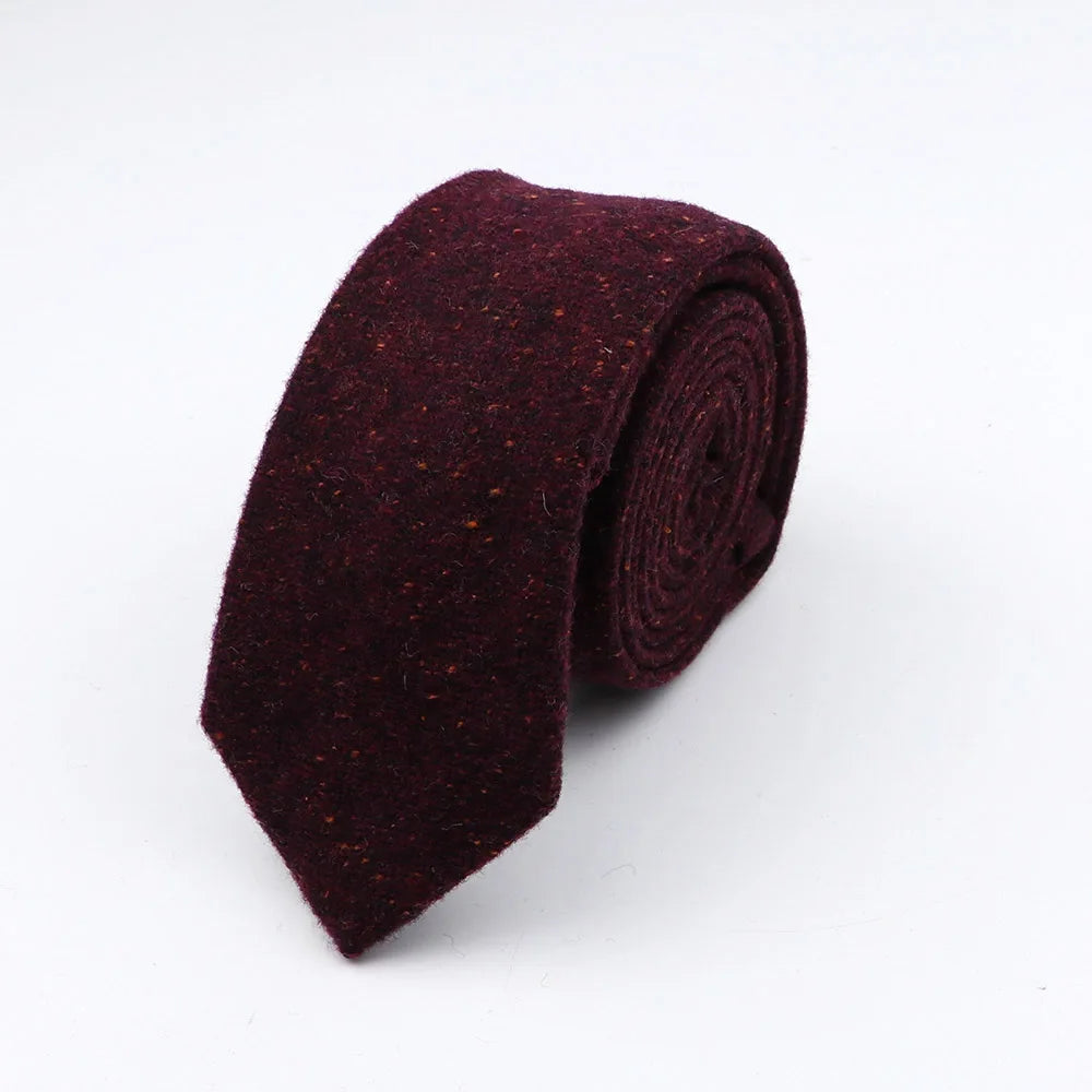 Thick Cashmere Wool Gentleman Solid Color Necktie 7CM Formal Wedding Party Europen Style Red Brown Green Gray Clothing Tie Gift