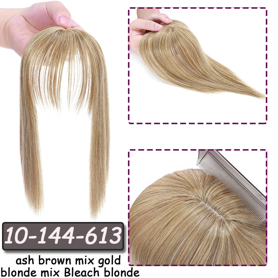 Benehair Synthetic 2 Clips In Topper Straight Hairpiece Black Brown Blonde Women Fake Hair  Clip In Hair Extensions With Bangs