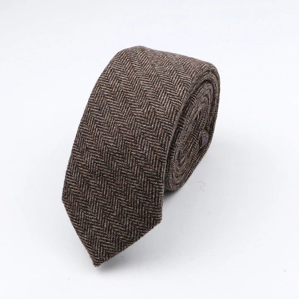 Thick Cashmere Wool Gentleman Solid Color Necktie 7CM Formal Wedding Party Europen Style Red Brown Green Gray Clothing Tie Gift