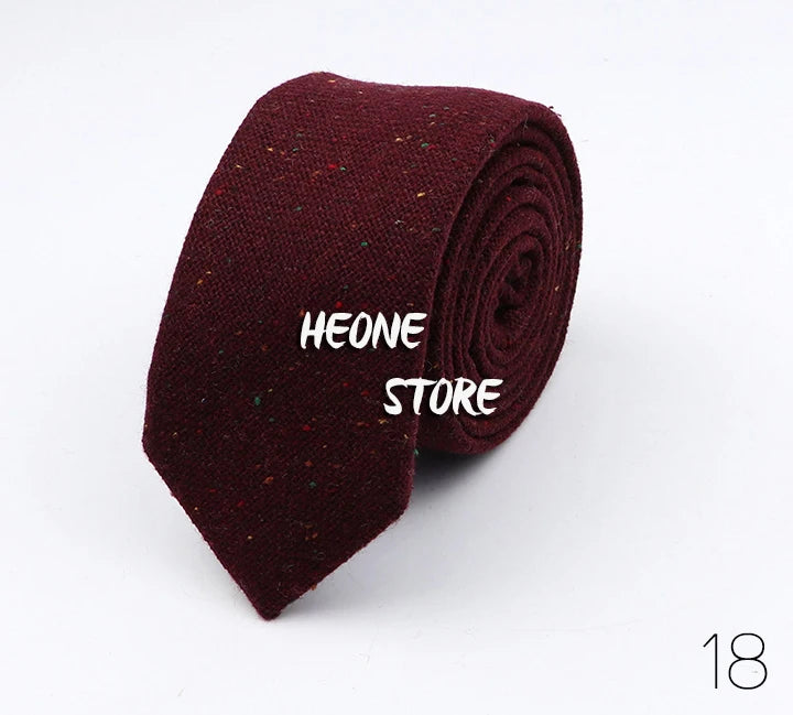Thick Cashmere Wool Gentleman Solid Color Necktie 7CM Formal Wedding Party Europen Style Red Brown Green Gray Clothing Tie Gift