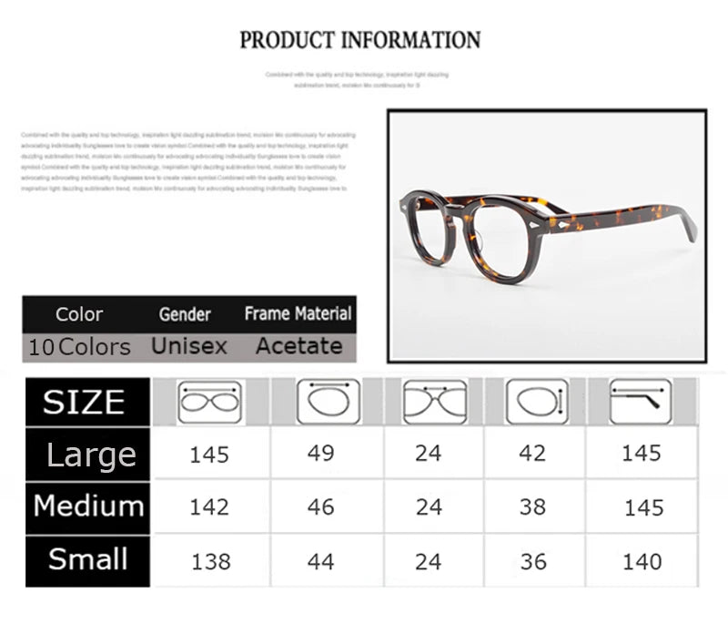 Optical Eyeglasses Frame Men Women Johnny Depp Vintage Glasses Computer Acetate Spectacle Frame For Male Clear Lens