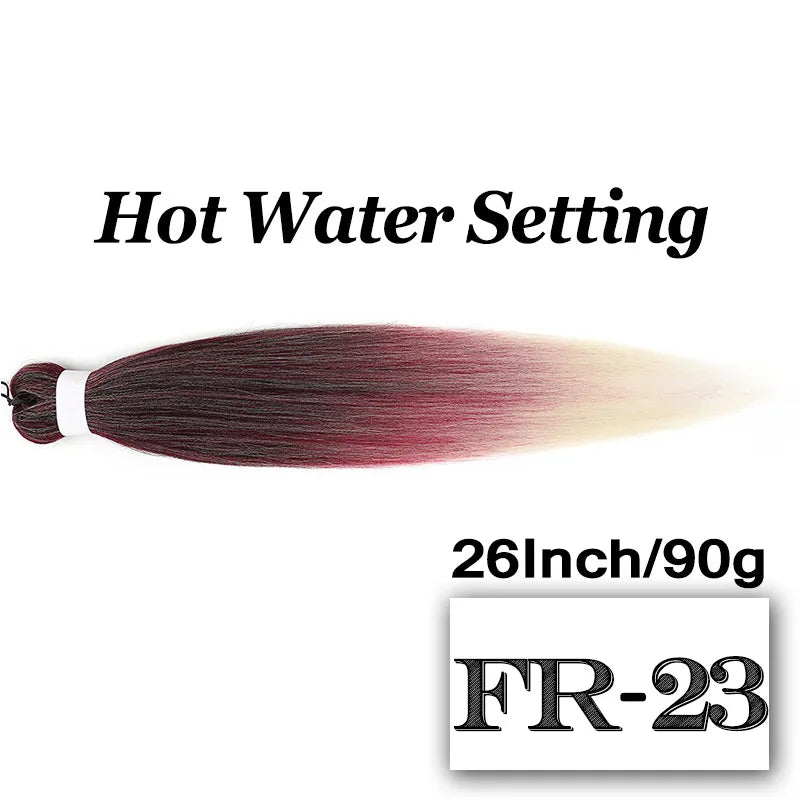 Pre-stretched Braiding Hair 26Inch 90G Synthetic Jumbo Hair Extensions for Crochet Braids DIY Pink Peach Red Yellow Fake Hair