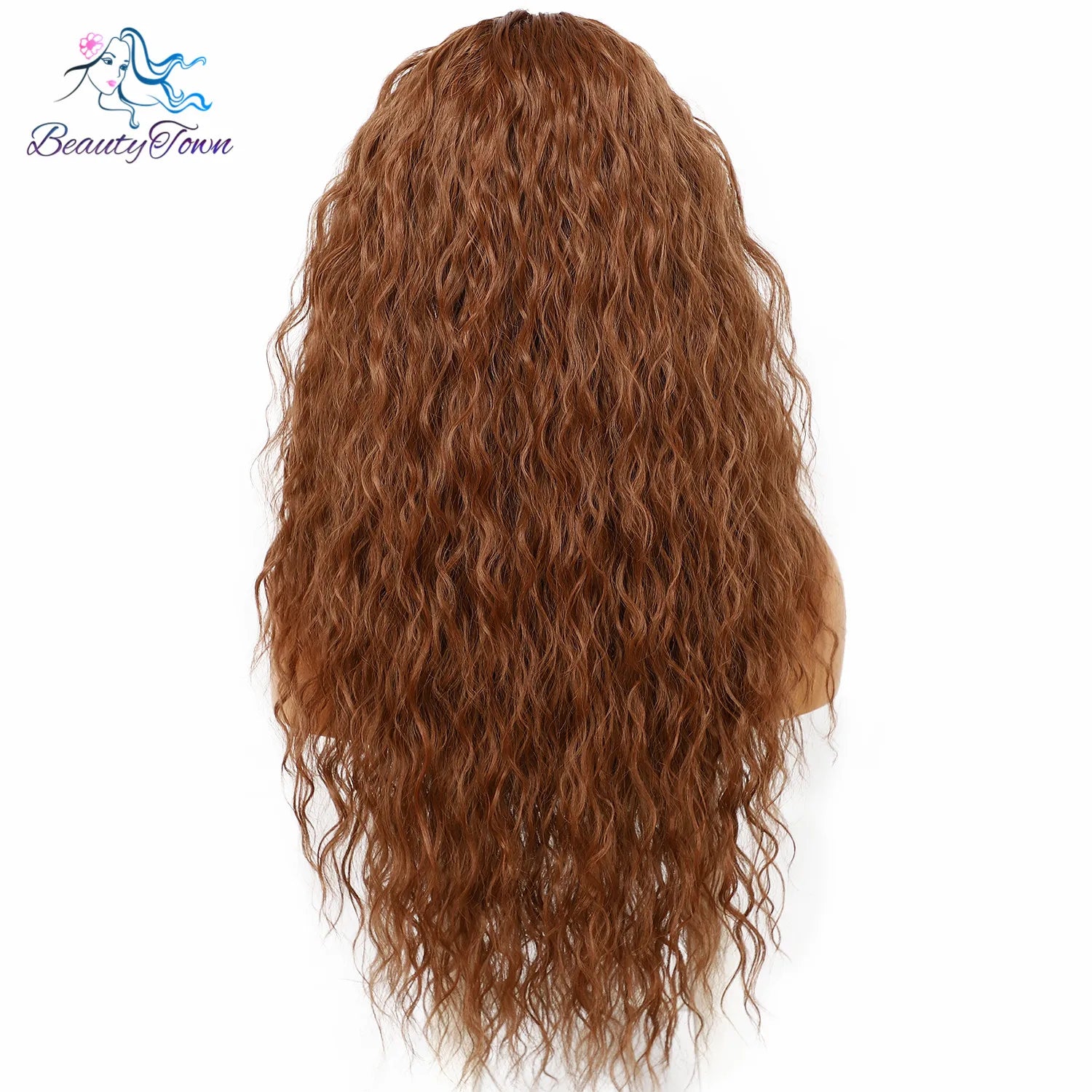 Synthetic Headband Wig for Women Kinky Curly Long Brown #30 Color Daily Wedding Party Travel Holiday Easy Wear Hair 2 Free Bands