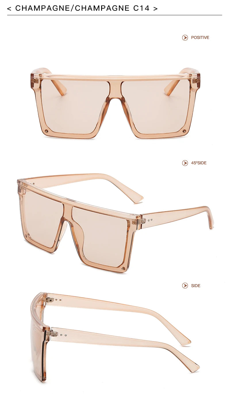 Oversized Square Sunglasses for Women Men Fashion Siamese Lens Style Flat Top Shield Shades