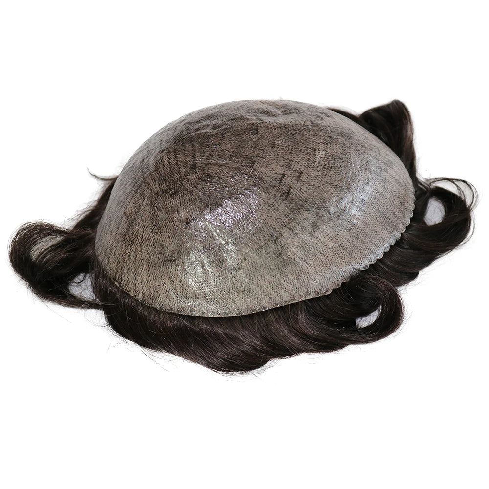 Natural Frontline Dark Brown#2 Black Blonde Super Durable Thin HD Skin PU 1B50 1B80 Grey Men's Toupee 100% Human Hair Wig System