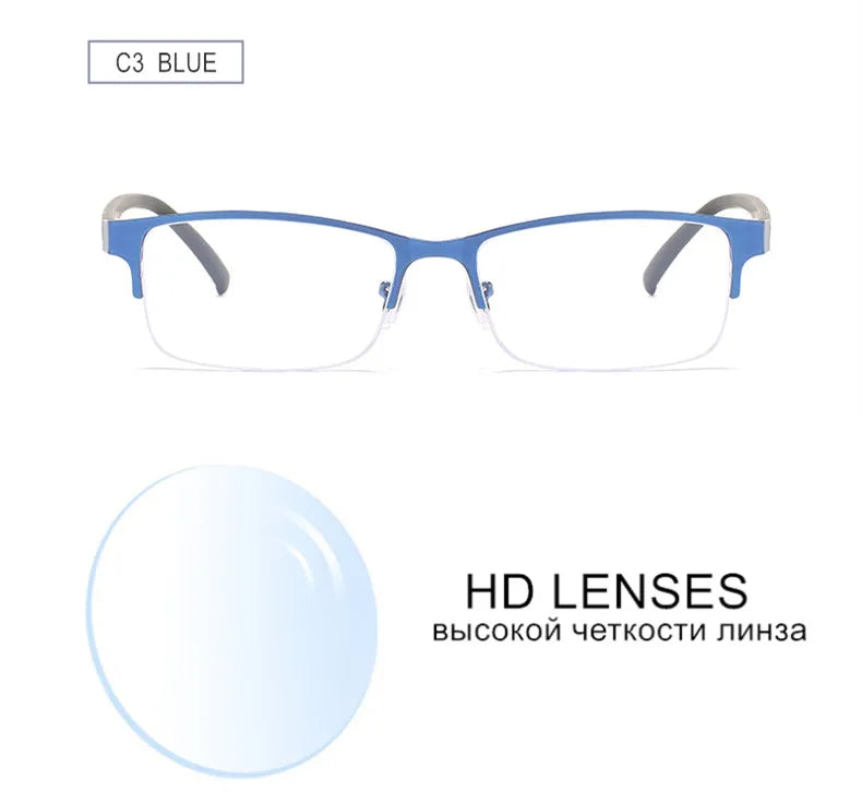Myopia Prescription Glasses -0.5 TO -10 Men Women Business Half Frame Anti Blue Ray Photochromic Shortsighted Spectacles F518