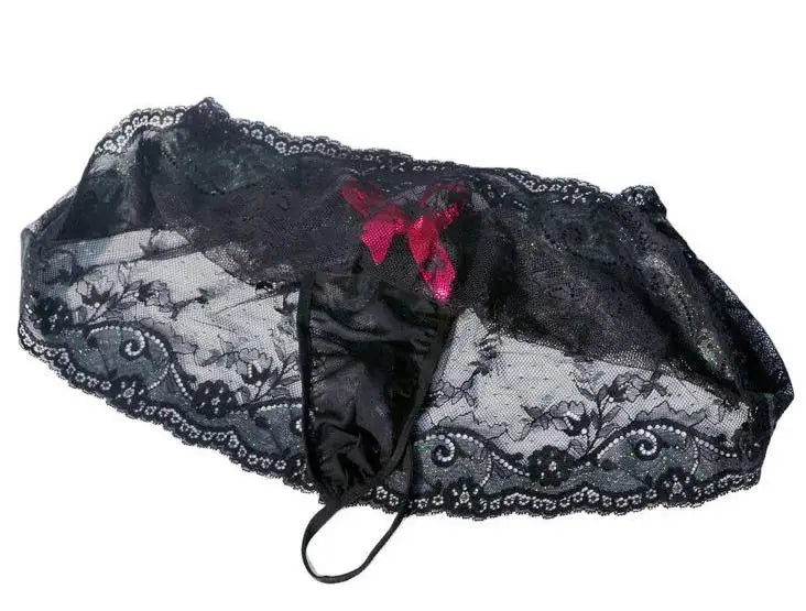 Low waist sissy gay thong g-string sexy men underwear panties with transparent  lace skirt edge design ZJH886P