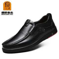 2025 Newly Men's Genuine Leather Shoes Size 38-46 Head Leather Soft Anti-slip Driving Shoes Man Spring Leather Shoes