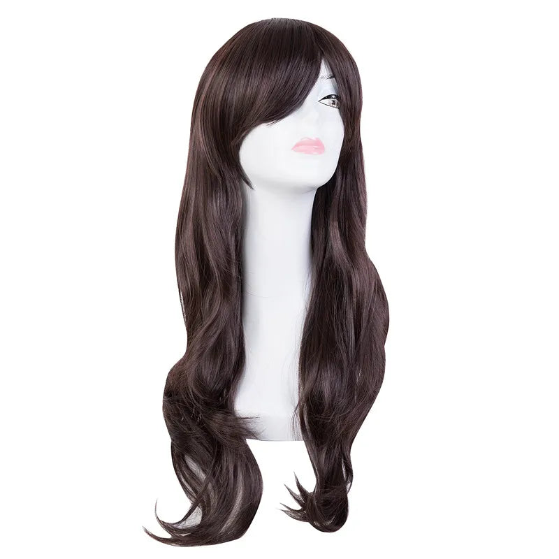 Cos-play Wig Fei-Show Synthetic Heat Resistant Fiber Long Wavy Dark Blue Hair Costume Cartoon Women Peruca Party Salon Hairpiece