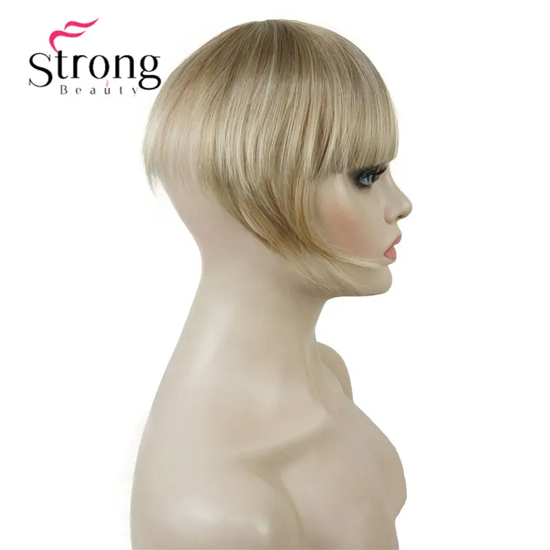 StrongBeauty Synthetic Hair Thin Neat Air Bangs Clip In Fringe Front Hair Temple Bangs Hair Extensions Hair Piece COLOUR CHOICES
