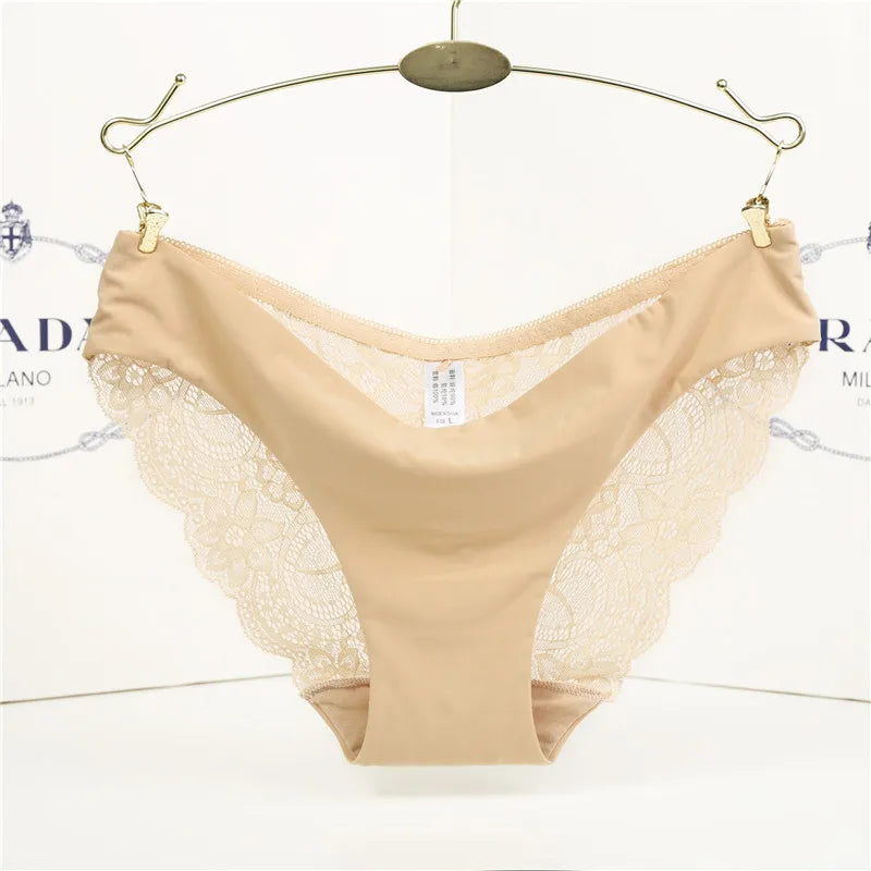 1 PC Women Sexy Knickers Bikini Hollow Flower Lace Thongs Lingerie V-string Panty Underwear Female