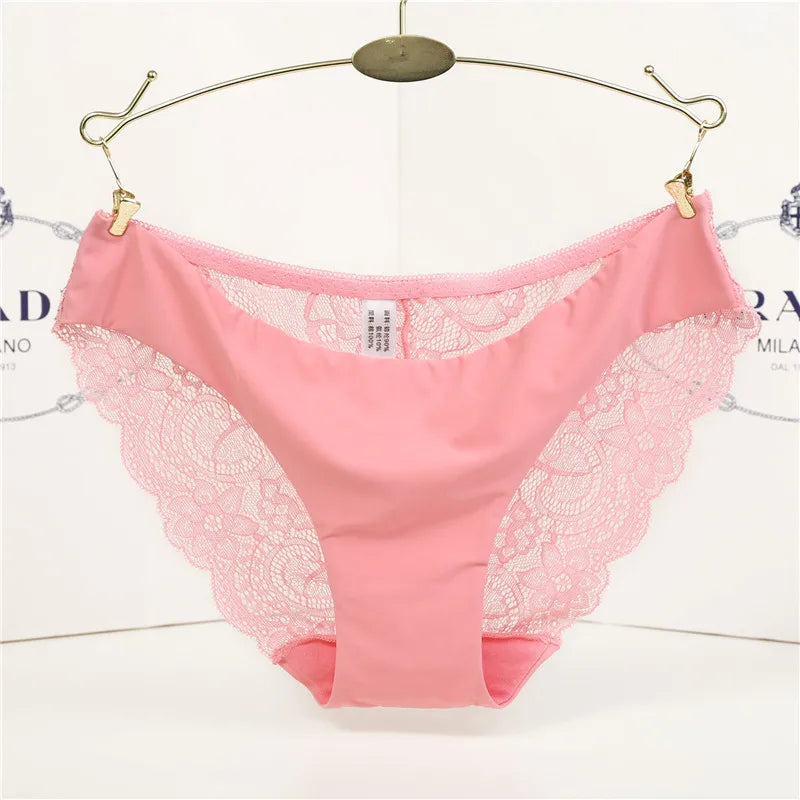 1 PC Women Sexy Knickers Bikini Hollow Flower Lace Thongs Lingerie V-string Panty Underwear Female