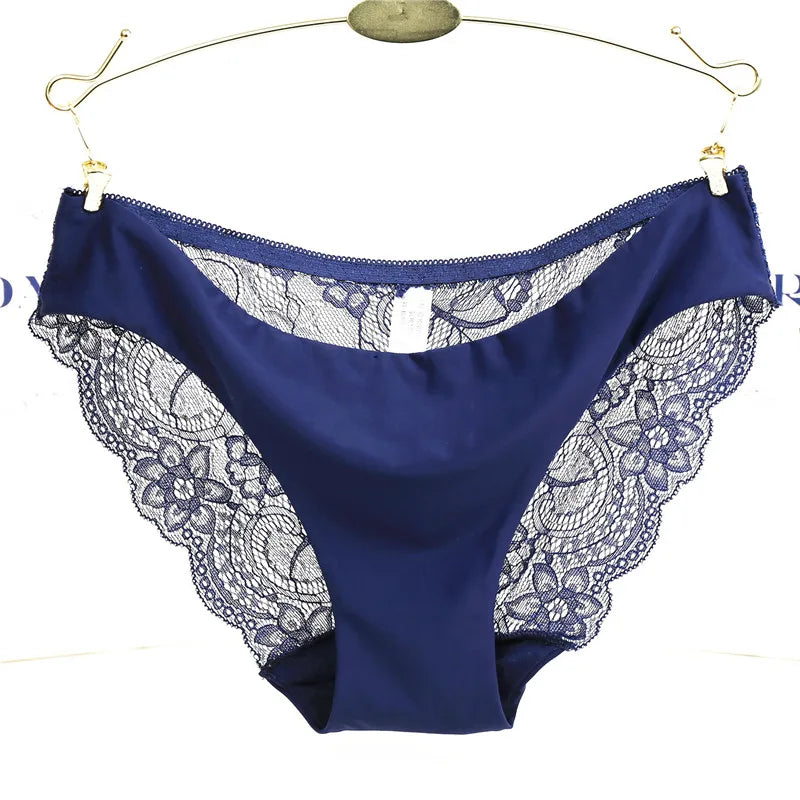 1 PC Women Sexy Knickers Bikini Hollow Flower Lace Thongs Lingerie V-string Panty Underwear Female
