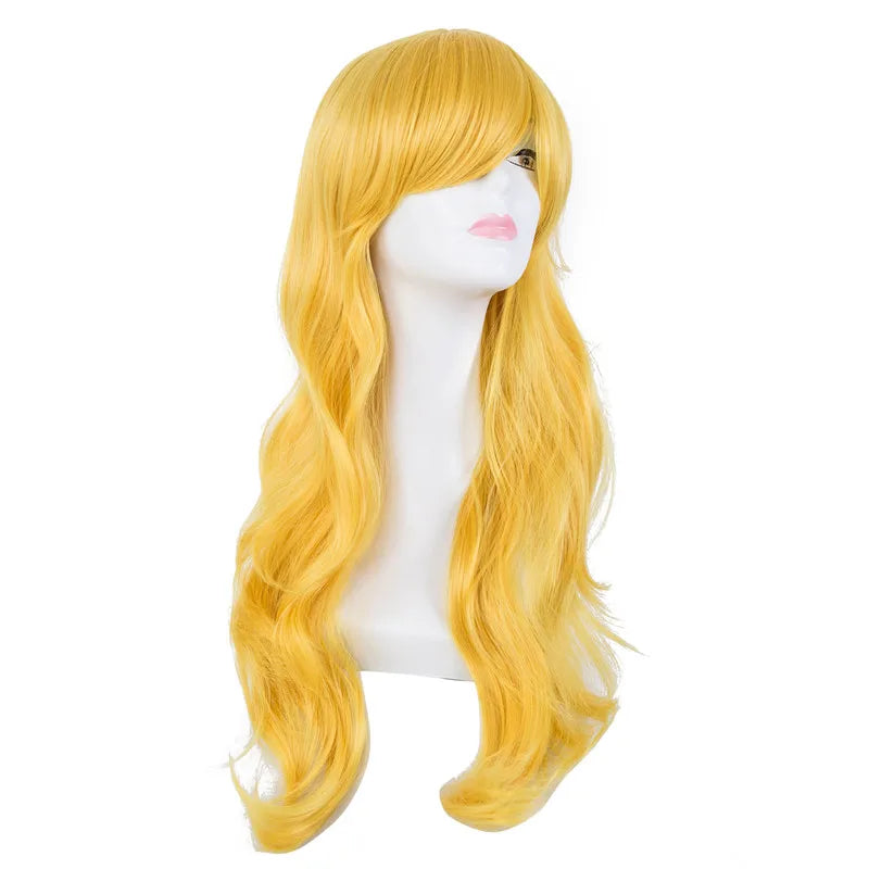 Cos-play Wig Fei-Show Synthetic Heat Resistant Fiber Long Wavy Dark Blue Hair Costume Cartoon Women Peruca Party Salon Hairpiece