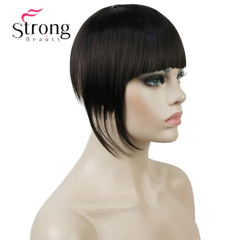 StrongBeauty Synthetic Hair Thin Neat Air Bangs Clip In Fringe Front Hair Temple Bangs Hair Extensions Hair Piece COLOUR CHOICES
