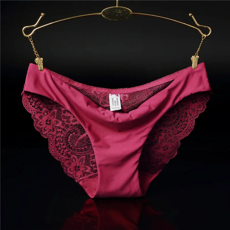 1 PC Women Sexy Knickers Bikini Hollow Flower Lace Thongs Lingerie V-string Panty Underwear Female
