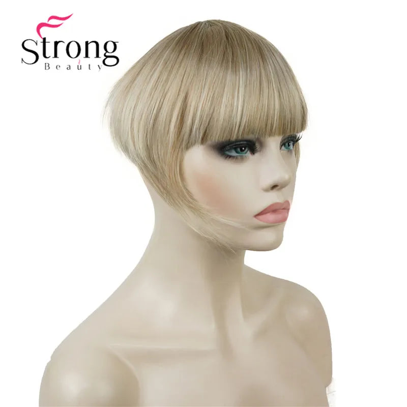 StrongBeauty Synthetic Hair Thin Neat Air Bangs Clip In Fringe Front Hair Temple Bangs Hair Extensions Hair Piece COLOUR CHOICES
