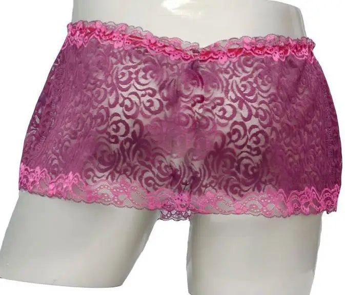 Low waist sissy gay thong g-string sexy men underwear panties with transparent  lace skirt edge design ZJH886P