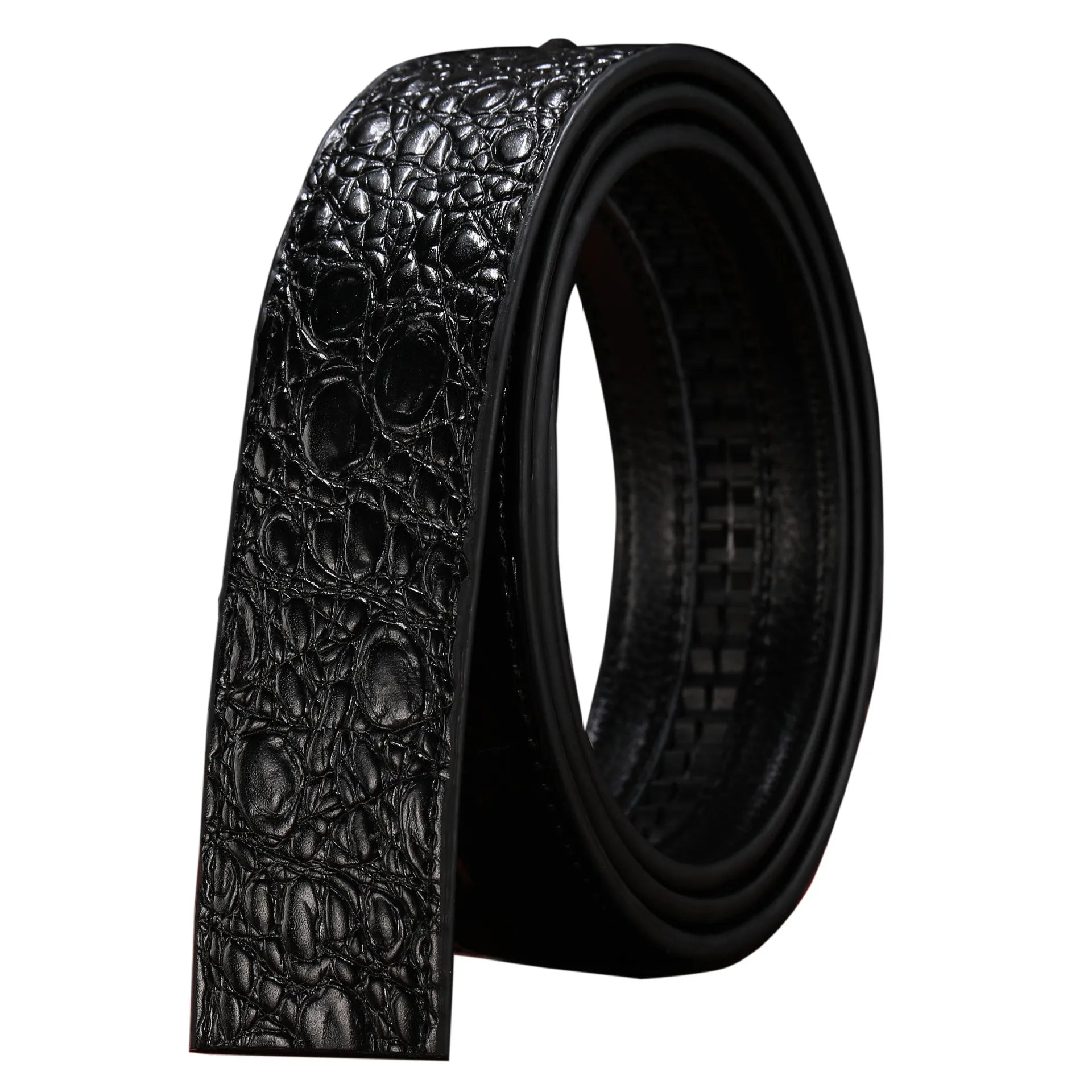 Male Crocodile Pattern Belts Automatic Buckle High Quality Business Belt Fashion Luxury Designer Men's Waistband 3.4cm No Buckle