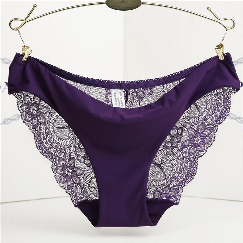 1 PC Women Sexy Knickers Bikini Hollow Flower Lace Thongs Lingerie V-string Panty Underwear Female