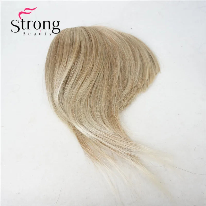 StrongBeauty Synthetic Hair Thin Neat Air Bangs Clip In Fringe Front Hair Temple Bangs Hair Extensions Hair Piece COLOUR CHOICES