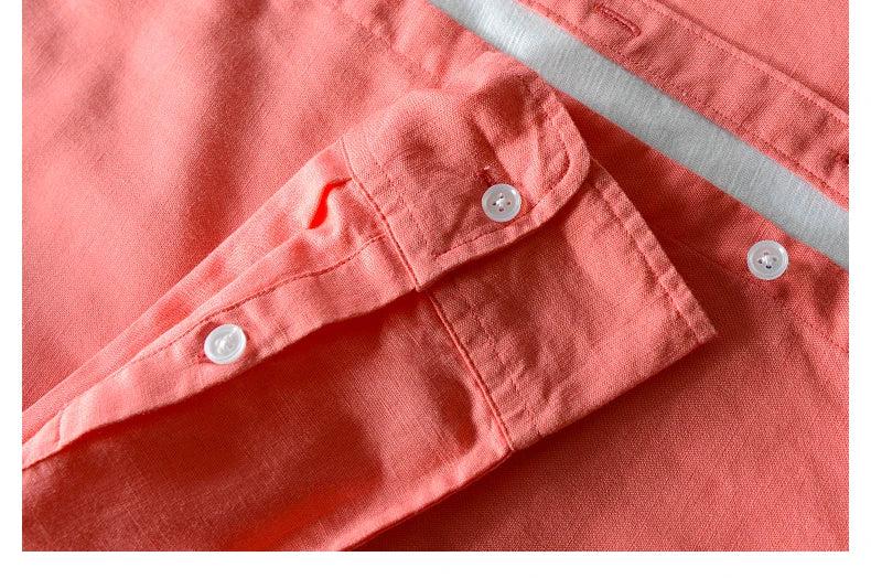 New style sky blue shirt men brand linen solid fashion long sleeve square collar cotton shirts for men camisas chemise
