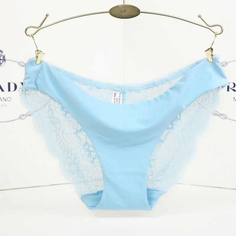 1 PC Women Sexy Knickers Bikini Hollow Flower Lace Thongs Lingerie V-string Panty Underwear Female