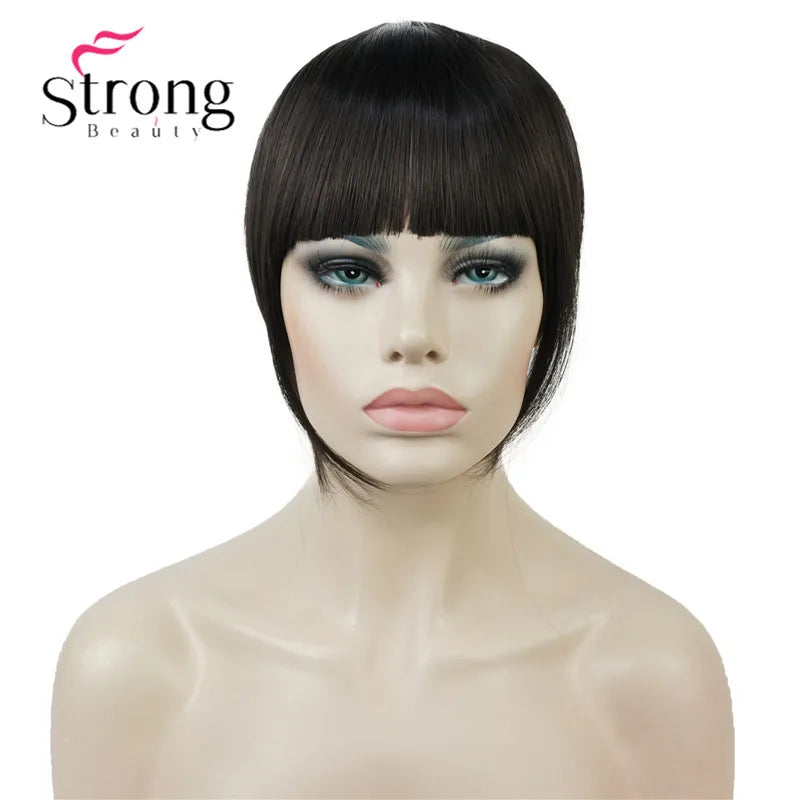 StrongBeauty Synthetic Hair Thin Neat Air Bangs Clip In Fringe Front Hair Temple Bangs Hair Extensions Hair Piece COLOUR CHOICES