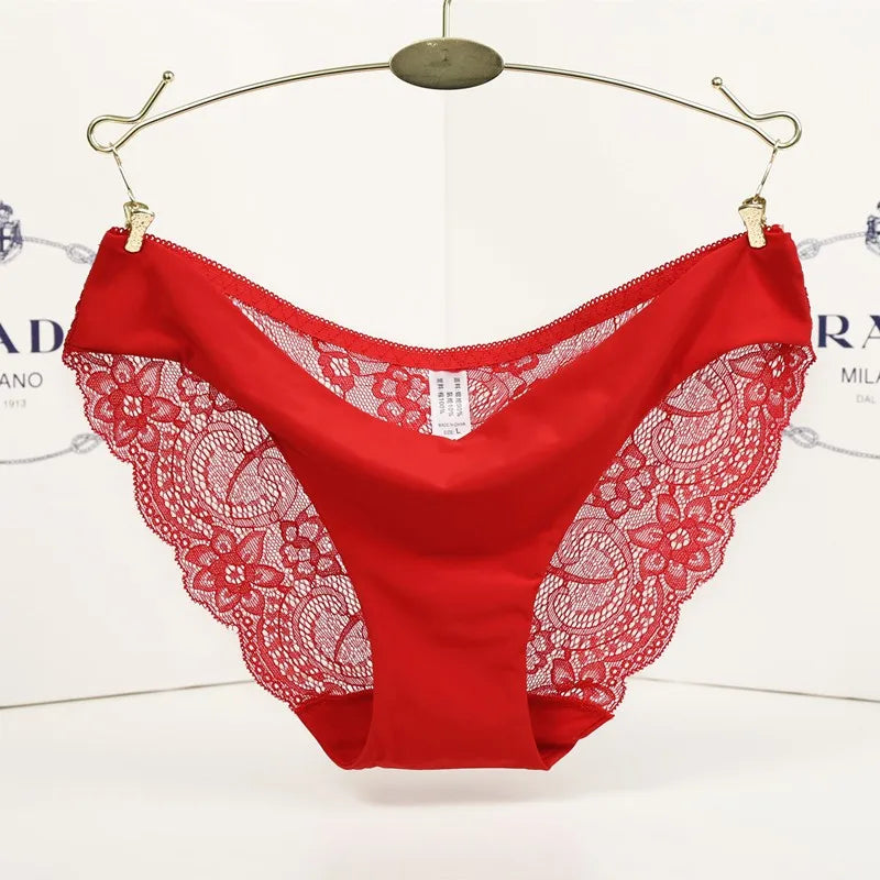 1 PC Women Sexy Knickers Bikini Hollow Flower Lace Thongs Lingerie V-string Panty Underwear Female