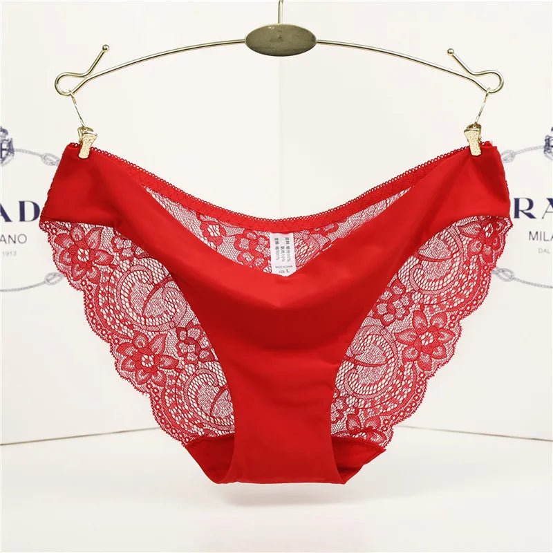 1 PC Women Sexy Knickers Bikini Hollow Flower Lace Thongs Lingerie V-string Panty Underwear Female