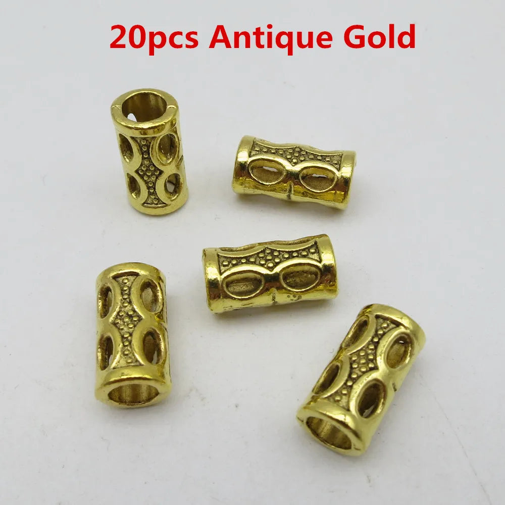 5Pcs-20pcs Silver/Gold/Bronze/Red Copper viking hair braid dread beard dreadlock beads tube rings