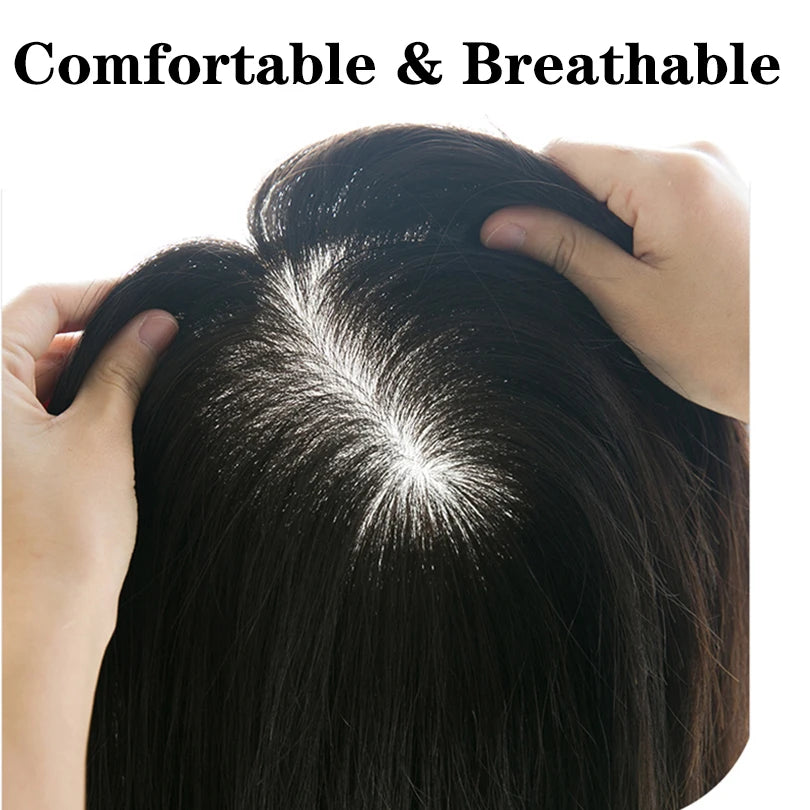 9x14cm Straight Silk Base Women Topper with Clips In Virgin European Human Hair Toupee for Women  20cm-40cm Hand Made