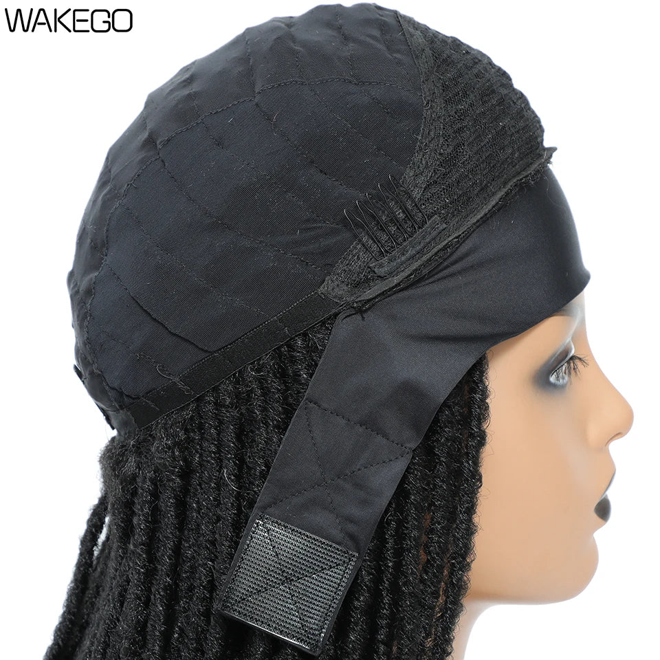 Wakego Long Dreadlocks Wig For Women Goddess Braid Headband Wig Soft Faux Locs Wigs Synthetic Braiding Crochet Twist Hair Wigs