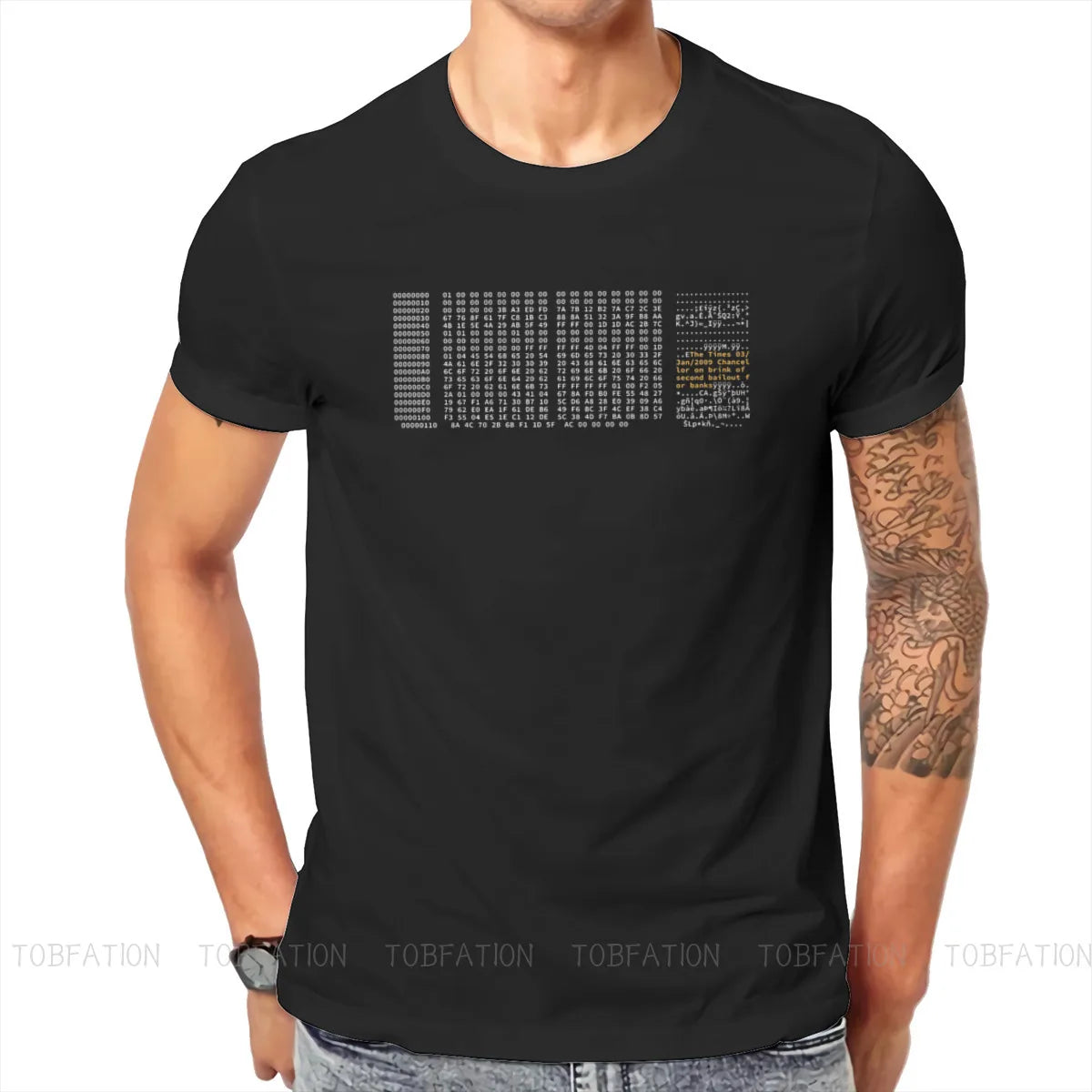 Genesis Block Bitcoin Cryptocurrency Meme T Shirt Vintage Grunge Oversized O-Neck TShirt Big sales Harajuku Men's Clothing