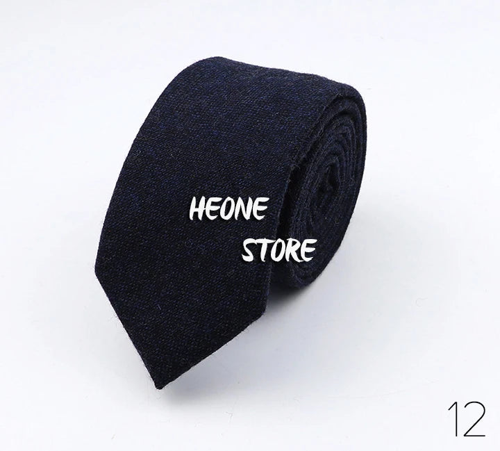 Thick Cashmere Wool Gentleman Solid Color Necktie 7CM Formal Wedding Party Europen Style Red Brown Green Gray Clothing Tie Gift