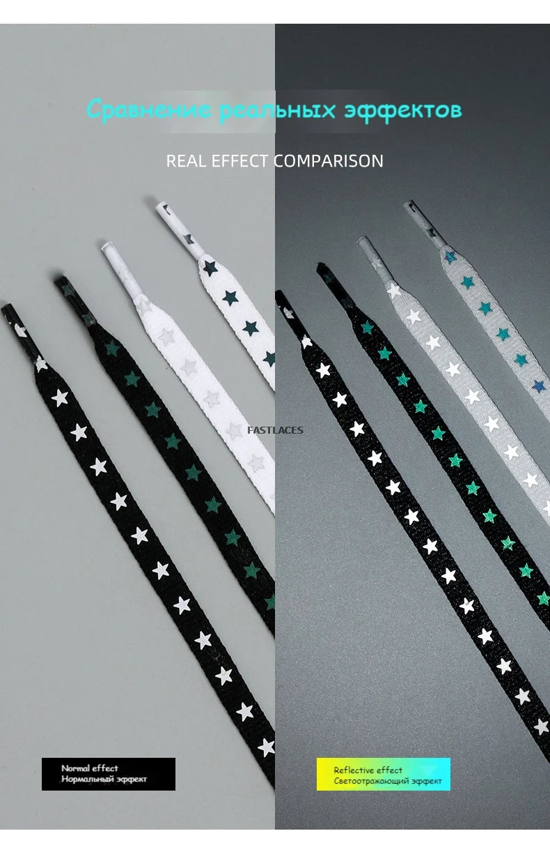 1Pair 3M Reflective Shoelaces AF1 Sneakers Shoe laces Vibrant Colorful reflective Shoelace Flat Luminous Laces Shoes Accessories