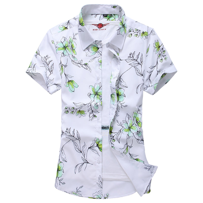2026 Summer Mens Hawaiian Shirt, Printed Short Sleeve Asian Sizes Hawaii Rose Flower Beach Floral Patterns Shirts S-7XL