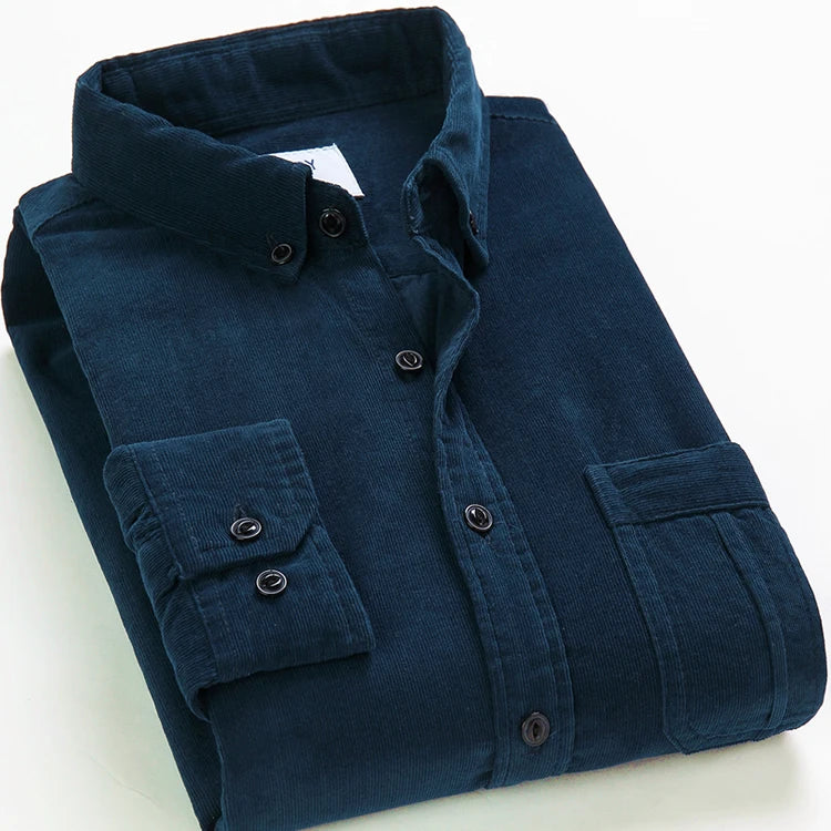 Fashion Cotton Corduroy Shirt Long Sleeve Men Casual Clothing Button Down High Quality Autumn Winter Shirts Warm