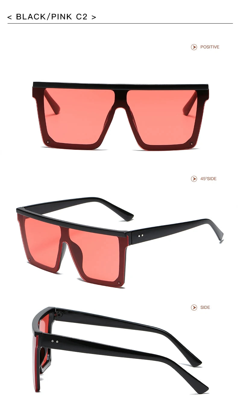 Oversized Square Sunglasses for Women Men Fashion Siamese Lens Style Flat Top Shield Shades