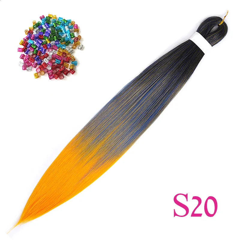 Easy Crochet Braids Ombre Hair Extensions Bundles Yaki Straight EZ Braiding Pre Stretched Synthetic Braid For African Women 6pcs