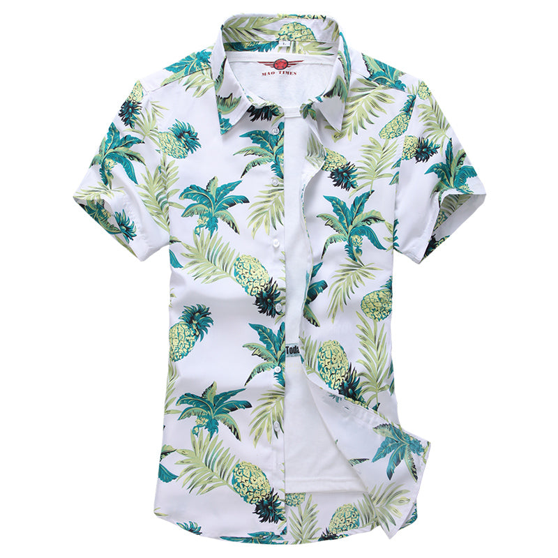 2026 Summer Mens Hawaiian Shirt, Printed Short Sleeve Asian Sizes Hawaii Rose Flower Beach Floral Patterns Shirts S-7XL
