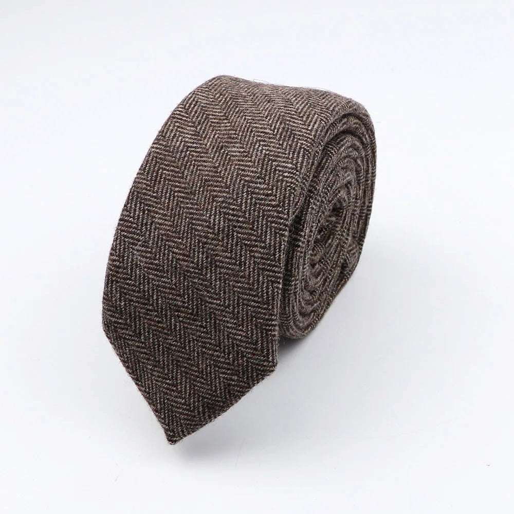 Thick Cashmere Wool Gentleman Solid Color Necktie 7CM Formal Wedding Party Europen Style Red Brown Green Gray Clothing Tie Gift