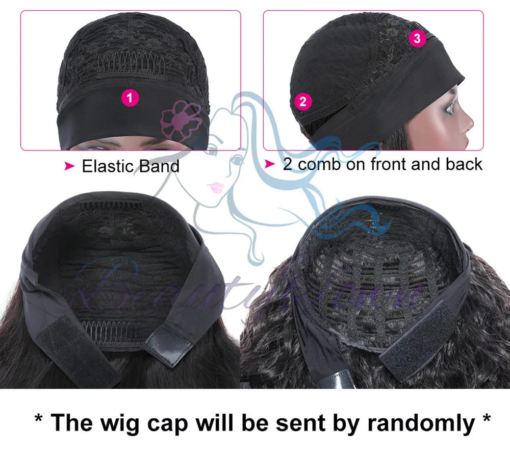 Synthetic Headband Wig for Women Kinky Curly Long Brown #30 Color Daily Wedding Party Travel Holiday Easy Wear Hair 2 Free Bands