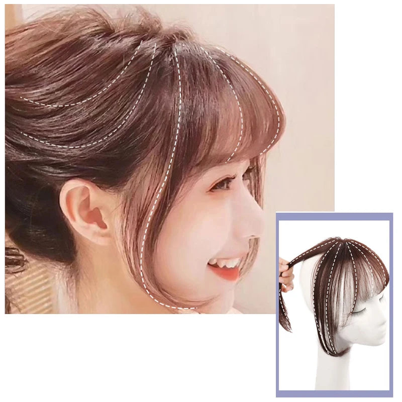 Fake 3D Air Bangs Hair Clip-In Extension Synthetic Fake Fringe Natural False hairpiece For Women Clip In Bangs
