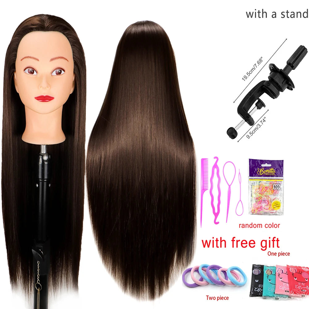 Head Dolls For Hairdressers 65cm Hair Synthetic Mannequin Head Hairstyles Female Mannequin Hairdressing Styling Training Head