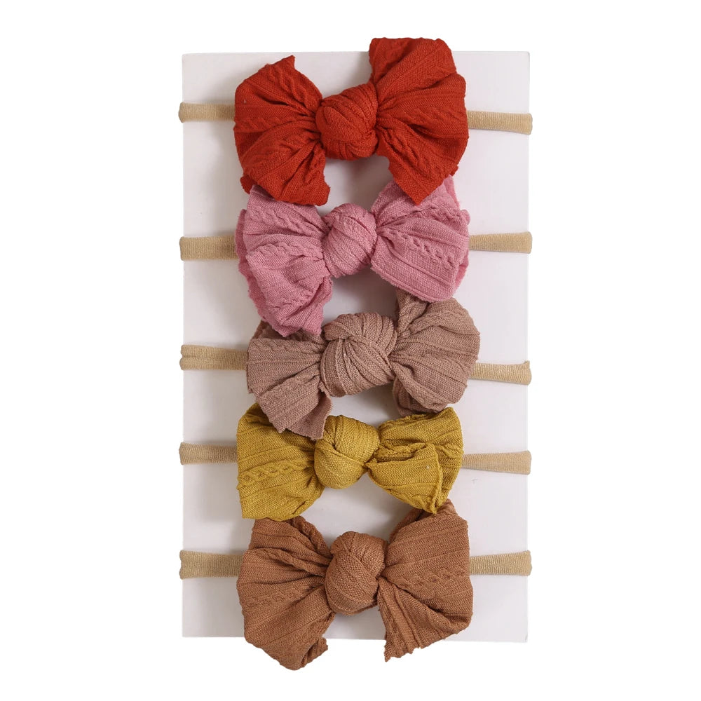 5Pcs/Lot Baby Headband for Baby Girls Soft Nylon Elastic Solid Color Hairband Print Hair Bow Kids Headwear Baby Hair Accessories