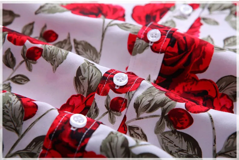 2026 Summer Mens Hawaiian Shirt, Printed Short Sleeve Asian Sizes Hawaii Rose Flower Beach Floral Patterns Shirts S-7XL