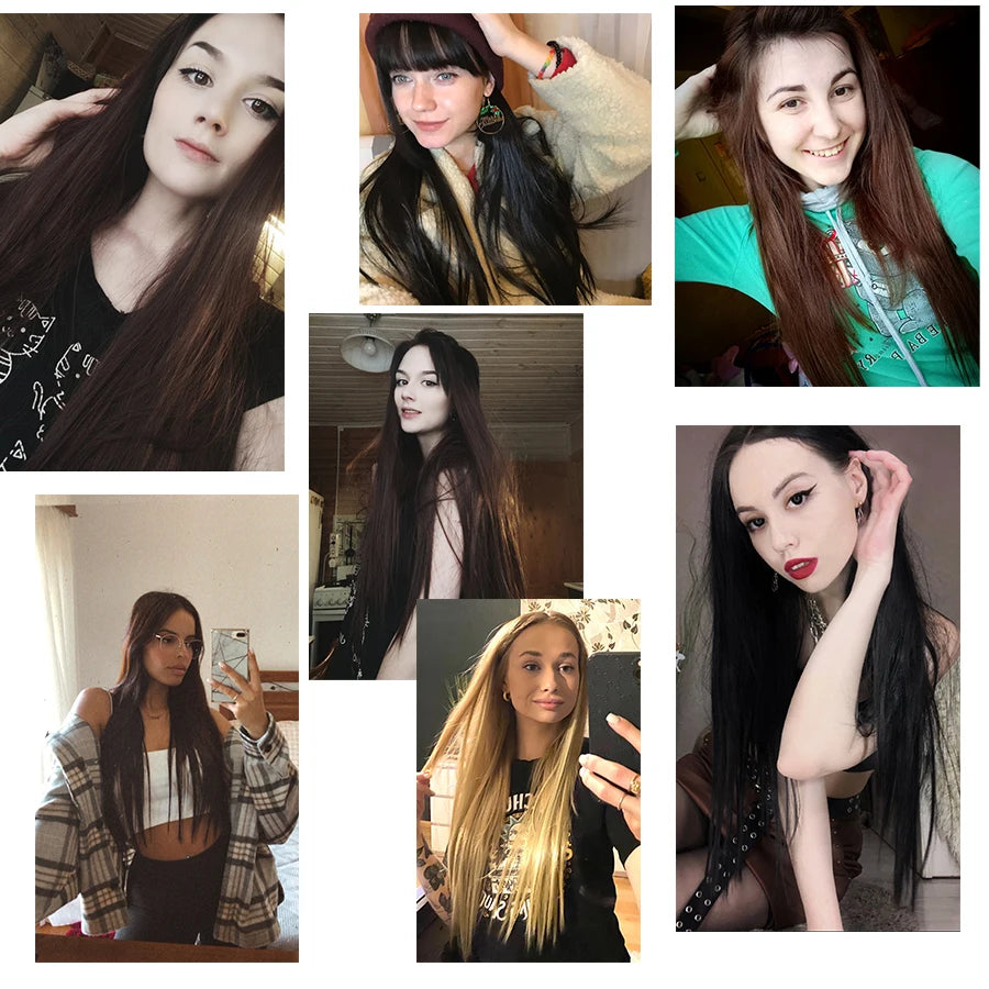 Clip-In Hair Extensions Syntetic Hair 22Inch Long Wave Hair Extensions Ombre Cclip-In One Piece 6Pcs/Set Fake Hairpiece
